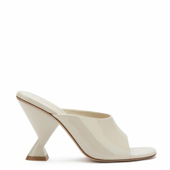 NEW Larroude Madonna Mule Sandals in Ivory Patent Leather - Picture 2 of 5